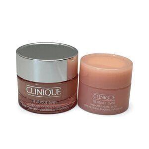 2 CLINIQUE  All About Eyes Full & Travel Sizes .5 oz & .17 oz NWOB
